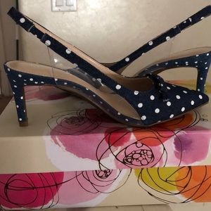 Poka dot pumps low heels